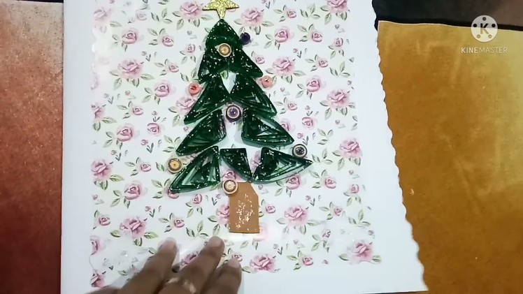 Simple Chrismas Quilling Card. How to make easy Christmas card.paper quilling card