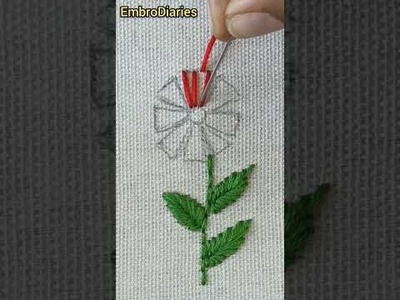 Simple Satin Stitch Flower Hand Embroidery For Beginners#shorts