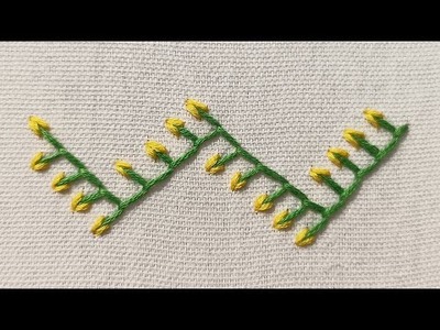 Very Easy Feather Stitch Hand Embroidery Design For Beginners#shorts