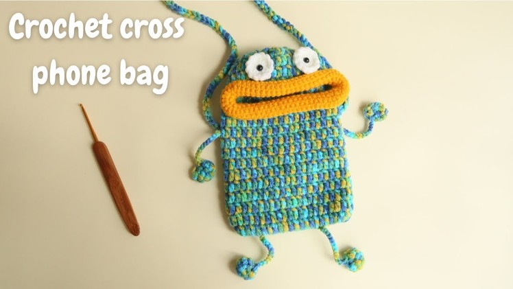 Crochet phone bag sausage lip monster cross bag | Crochet tutorial