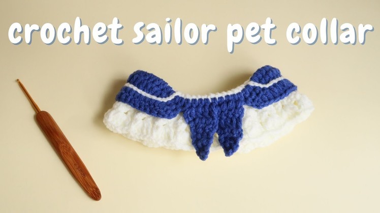 Crochet sailor pet collar | crochet dog.cat collar | Crochet tutorial