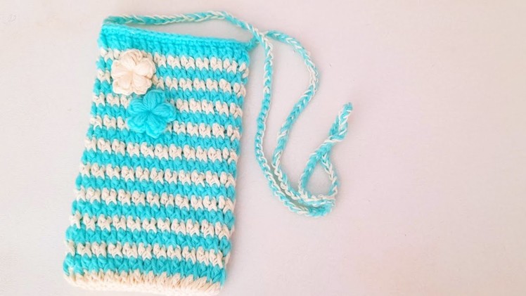 Crochet sling bag.mobile pouch.crochet alphine stitch