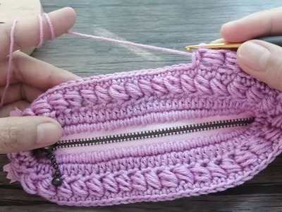 D.I.Y. Tutorial????How to Crochet Purse Bag With Zipper????????3D Stitch????????????Step by Step