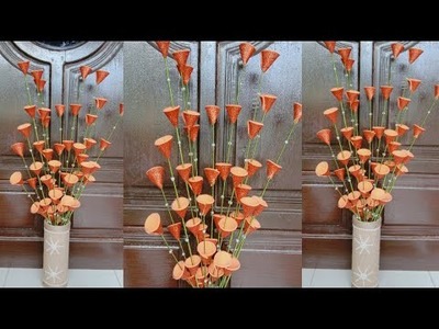 DIY Foam Flowers || How to make Trumpet Mini Flower || Bunga Sudut Ruangan dari Foam Glitter