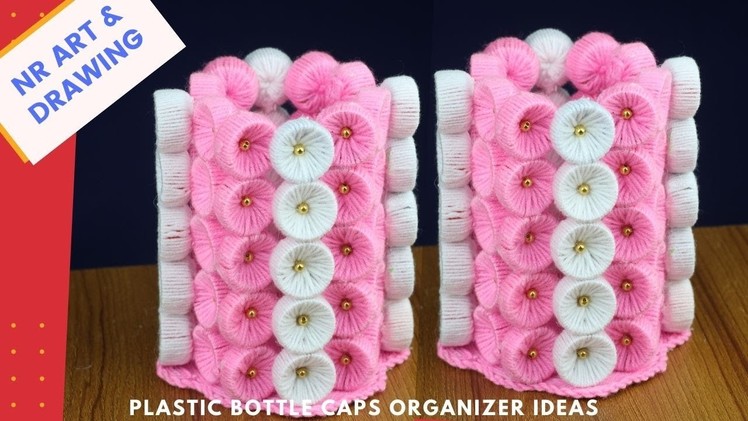 DIY STORAGE ORGANIZER HACKS || PLASTIC BOTTLE CAPS ORGANIZER IDEAS - DIY FLOWER VASE MAKING IDEAS