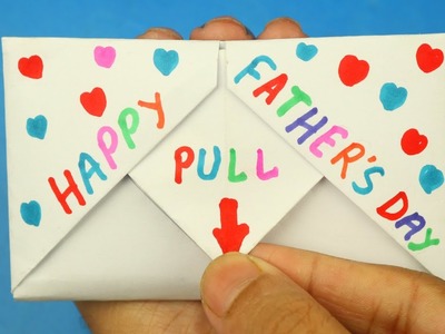 DIY - SURPRISE MESSAGE CARD | Pull Tab Origami Envelope Card | Fathers Day Card