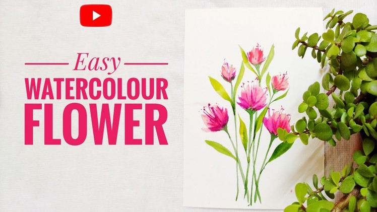 Easy Watercolour Flower.how to paint flower painting in Watercolour tutorial for beginners. #shorts