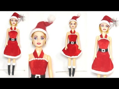 How to Make Christmas Outfit for Doll | Easy Barbie Dress | Mrs. Claus Christmas Outfit for Doll