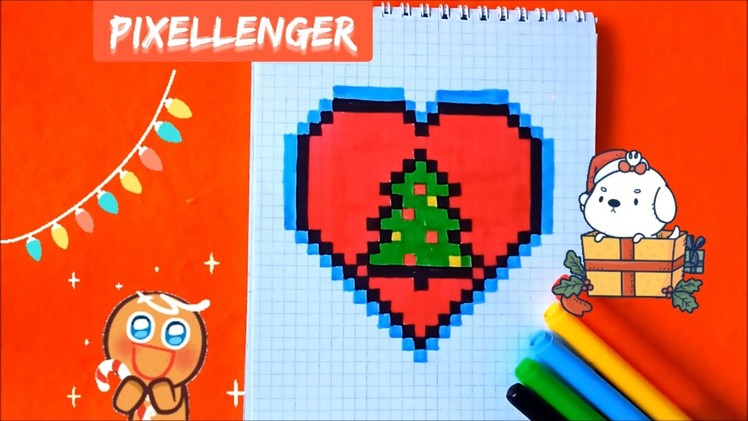 Как рисовать по клеточкам Новогоднее Сердце с Ёлочкой Простые рисунки How to Draw Pixel Art