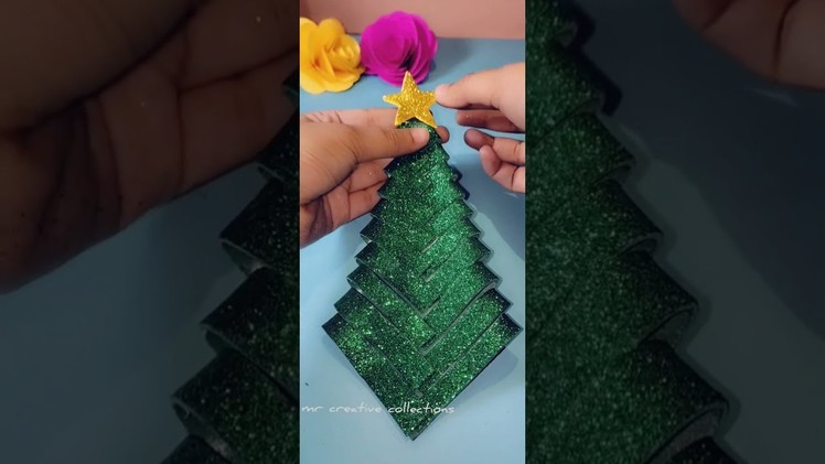 Merry Christmas| Christmas tree with glitter paper #tutorial #shorts #youtube #2021 #craft #diy #yt