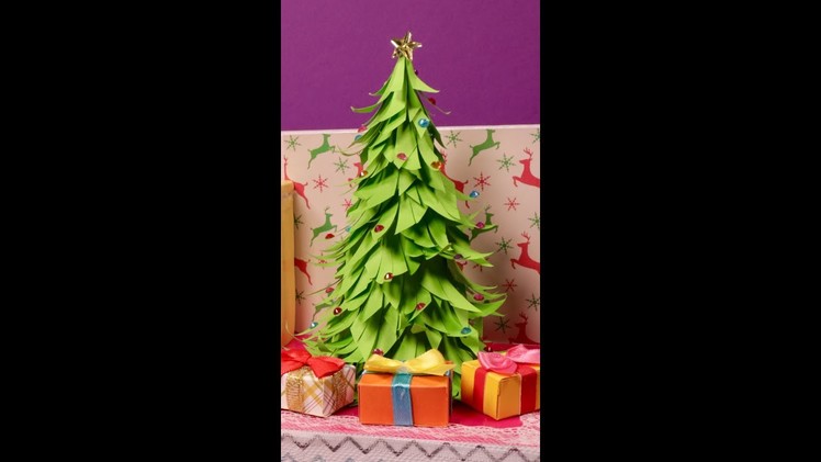 Mini Paper Christmas Tree for Miniature House or Home Decoration -Christmas Crafts How-to #Short