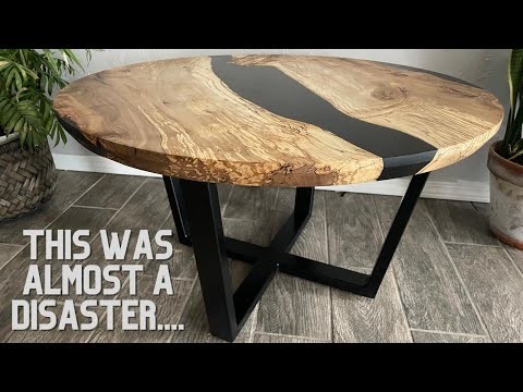 My biggest epoxy pour yet with custom welded metal base. DIY. How to