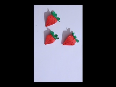 Origami Paper Strawberry | Diy Origami Fruit | 3D paper fruit Tutorial #origami #shorts #papercrafts