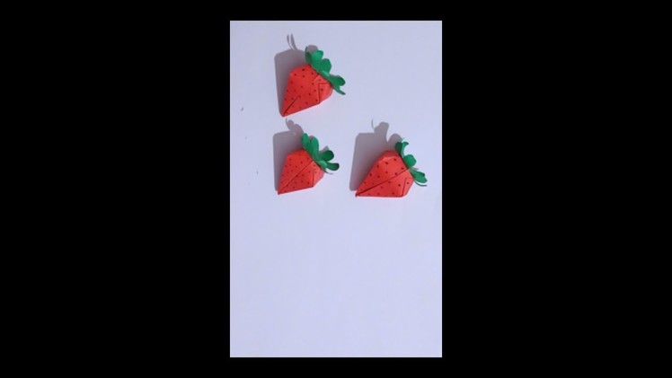 Origami Paper Strawberry | Diy Origami Fruit | 3D paper fruit Tutorial #origami #shorts #papercrafts