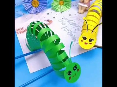 Paper toy for kids game - funny insect with colors paper crafts