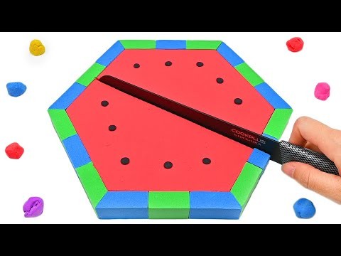 Satisfying Video l DIY How To Make Hexagonal Watermelon Cake with Kinetic Sand Cutting ASMR