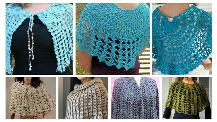 Top Stylish Designer Fancy Cotton Cape Shawls Design.Boho Crochet Knittings Woolen Poncho for girls