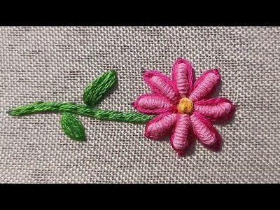 Bullion Stitch Little Flower Hand Embroidery For Beginners#shorts
