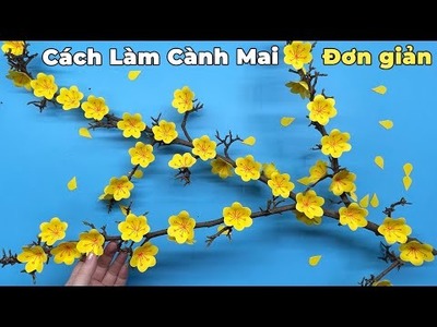 Cách làm cành hoa Mai bằng giấy đơn giản nhất | Cách cắt hoa Mai trang trí Tết | Liam Channel