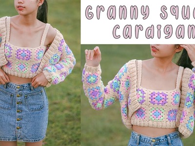 Crochet Granny Square Cardigan Tutorial | Crochet Patchwork Cardigan | Chenda DIY