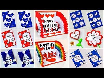 DIY 8 Happy New Year cards 2022 handmade. Easy and beautiful New year card making ideas