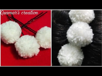 Diy Easy pom pom From Yarn | Hair Accessories At Home | Diy U Pin. Juda pin | Easy Hair Accessories