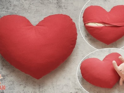 DIY Heart cushion cover with coil zipper | free pattern | gift idea 하트 쿠션 커버 만들기, 선물용 | made by JOJO