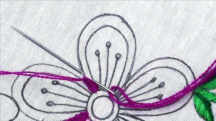 Easy flower embroidery | Flower Hand Embroidery Pattern Needlepoint Art Flower Embroidery Tutorial