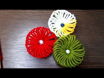 Easy Flower Stitch Idea |Flower Design Trick With Wool#shorts