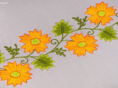 Easy Sewing Hand Embroidery for Beginners, Easy Border Design Embroidery, Creative Embroidery-553