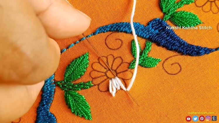Hand Embroidery.Beautiful Phulkari Borderline Design Tutorial#58,Simple dress border stitching class
