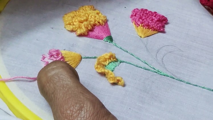 HAND EMBROIDERY : CARNATION FLOWER - EASY HAND EMBROIDERY AND ART