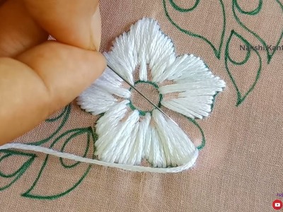 Hand Embroidery.Flower Bouquet Design,Allover Dress Kulki.Kurti.Orna design#80, Satin stitch Flower