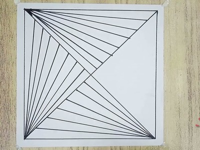 How to draw 3D line illusion on flat paper.by 5 Minutes Art.