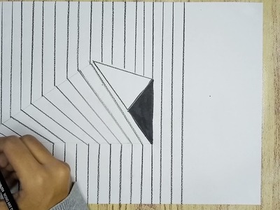 How to draw a 3D triangle on line paper.by 5 Minutes Art.