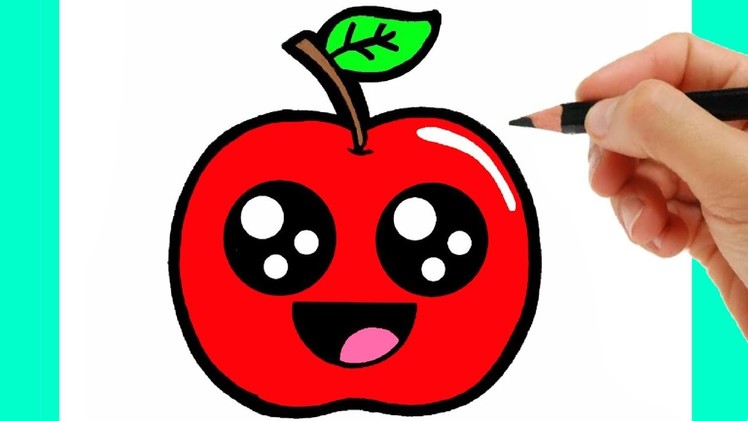HOW TO DRAW A APPLE EASY STEP BY STEP - DRAWING AND COLORING A APPLE KAWAII