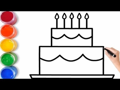 HOW TO DRAW A BIRTHDAY CAKE - DRAWING BIRTHDAY CAKE EASY.Simple Drawing And Craft ???????? #34
