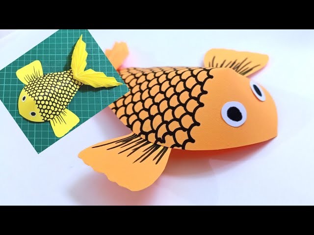 How To Make Paper Fish, How To Make A 3D Paper Fish, 3D Gold Fish ...