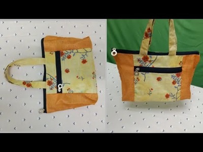 How to Make Zipper Handbag | Shopping Bag | Shoulder Bag Making | Cloth Bag Cutting and Stitching