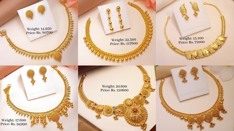 Latest Gold Necklace Designs with Weight & Price | Latest Bridal Gold Haram and Necklace Designs