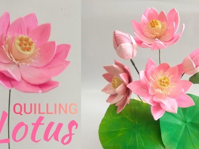 Lotus quilling flower tutorial | how to make quilling flower (Lotus) without tools