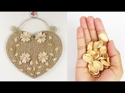 Recycled cardboard and Almond shells | how to decorate a living room wall