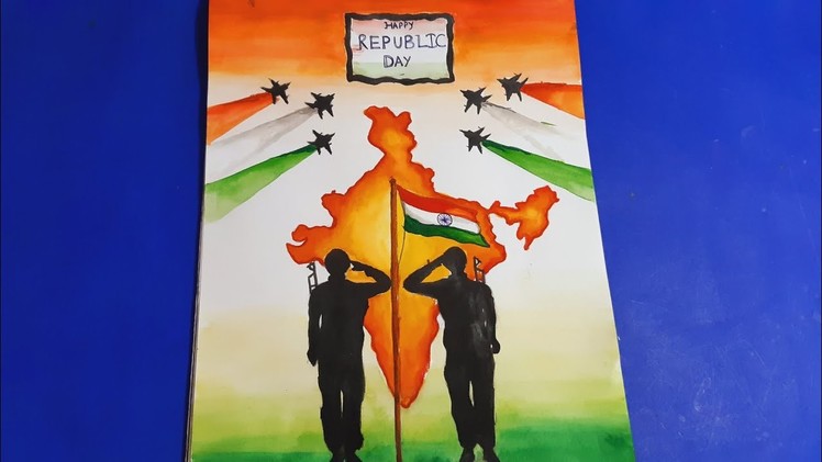 Republic day watercolor painting | Special drawing for Republic day | how to draw Republic day easy