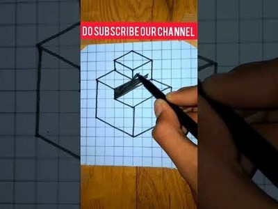 #shorts 3d optical illusion on graph paper #youtubeshorts