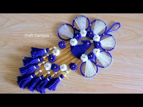Super Easy Peacock Wall Hanging Craft Using Old Bangles | Woolen Peacock Wall Hanging Design