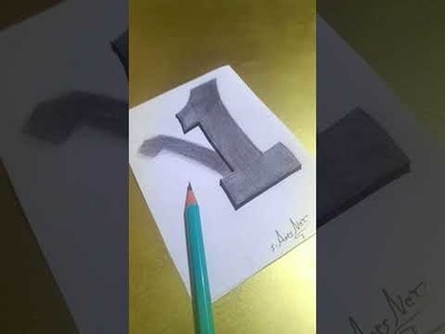 Very Easy Drawing 3DNumber One on | How to Draw art #shorts