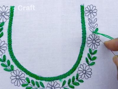 Amazing Neck Embroidery Tutorial For Dresses, Very Easy Neck Embroidery Design, Hand Embroidery