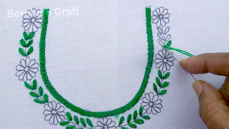 Amazing Neck Embroidery Tutorial For Dresses, Very Easy Neck Embroidery Design, Hand Embroidery