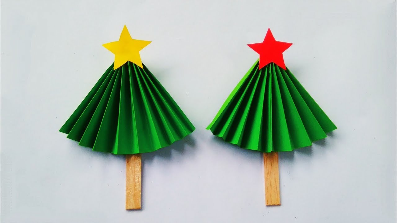 Cara Membuat Origami Pohon Natal, Paper Christmas Tree, DIY Paper Crafts