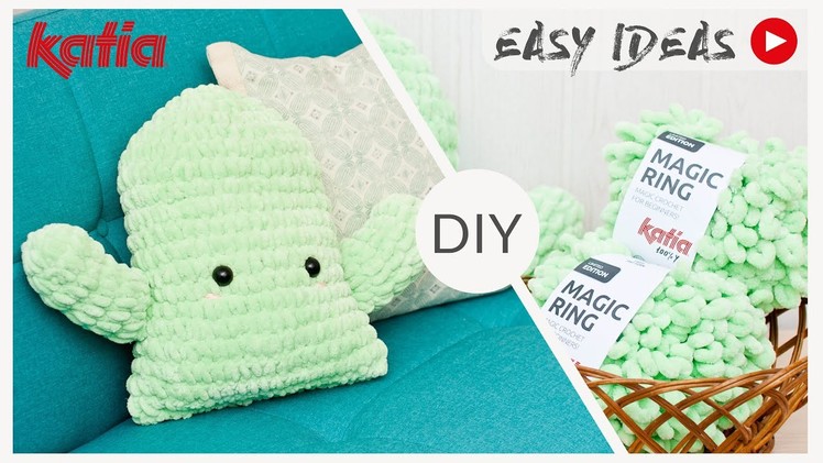 ???? Cojín Cactus a Crochet ♾️ Ideas DIY con Katia Magic Ring, lana de bucles fácil de tejer